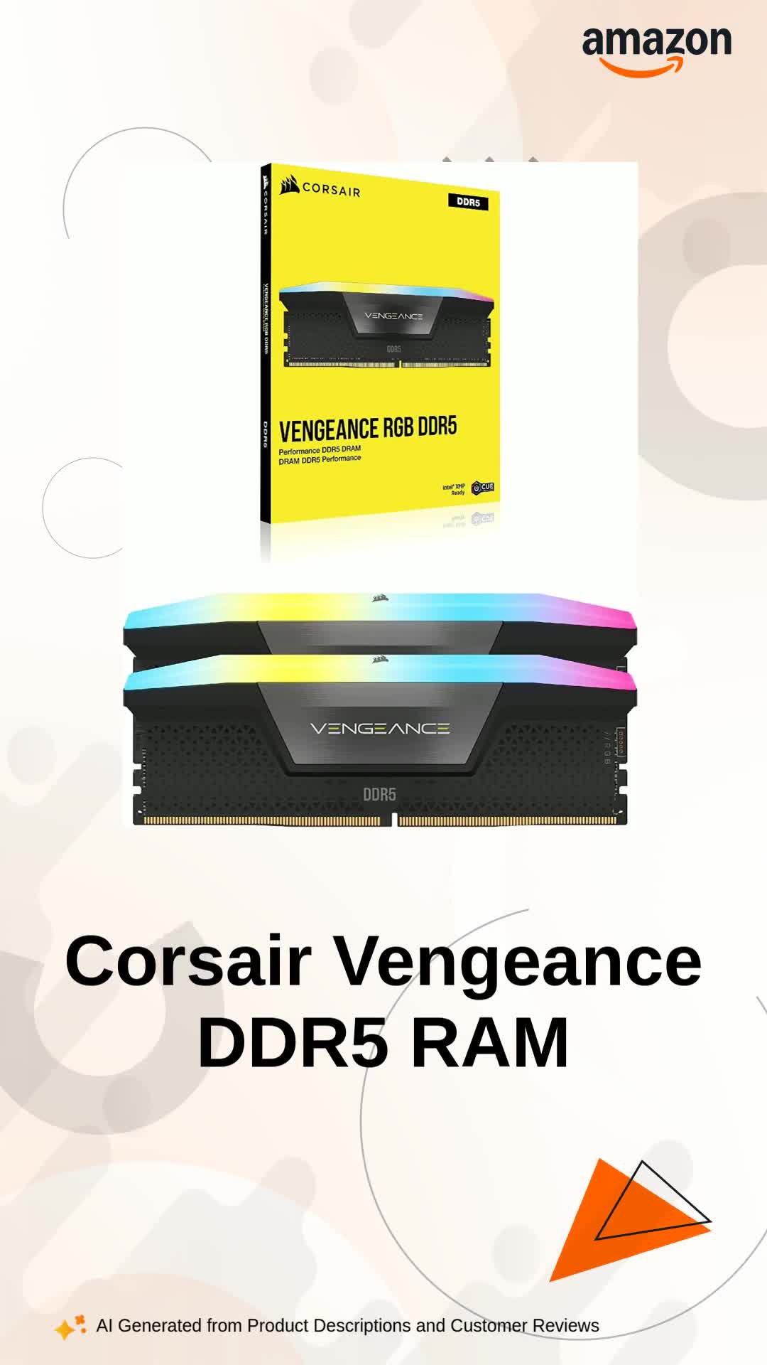 CORSAIR Vengeance RGB DDR5 RAM 32GB (2x16GB) 6400MHz CL36