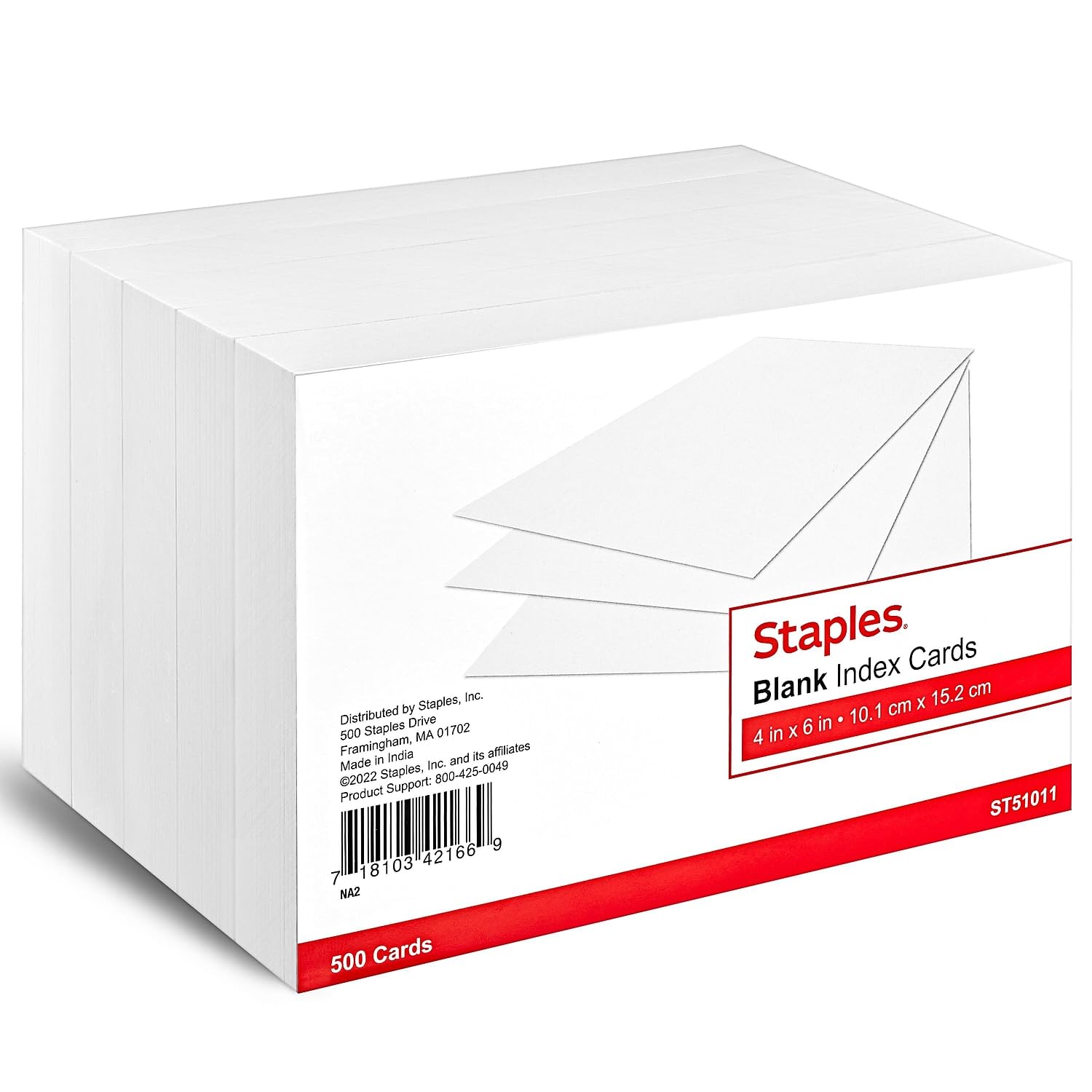 Staples 233502 Blank 4-Inch X 6-Inch Index Cards White 500/Pack (51011)