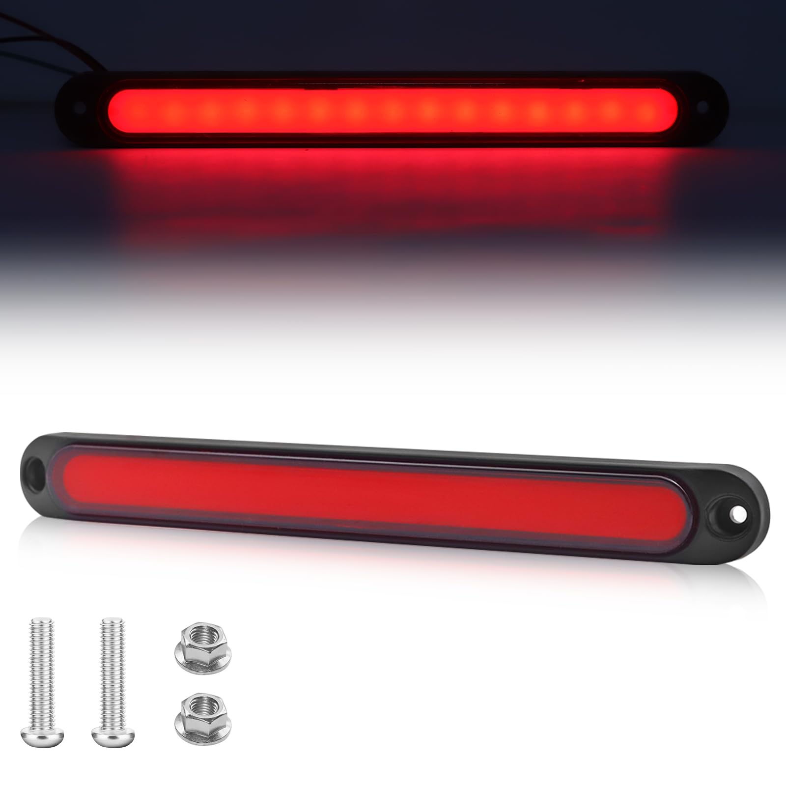 1PC Troisième Feu Stop Auto Rouge,2 en 1 Universelles 12V Feu de Stop Arrière de Voiture 3ème Feu Stop Effet de Flux Lumineux + Lumière Constante Pour Voitures VUS Camions
