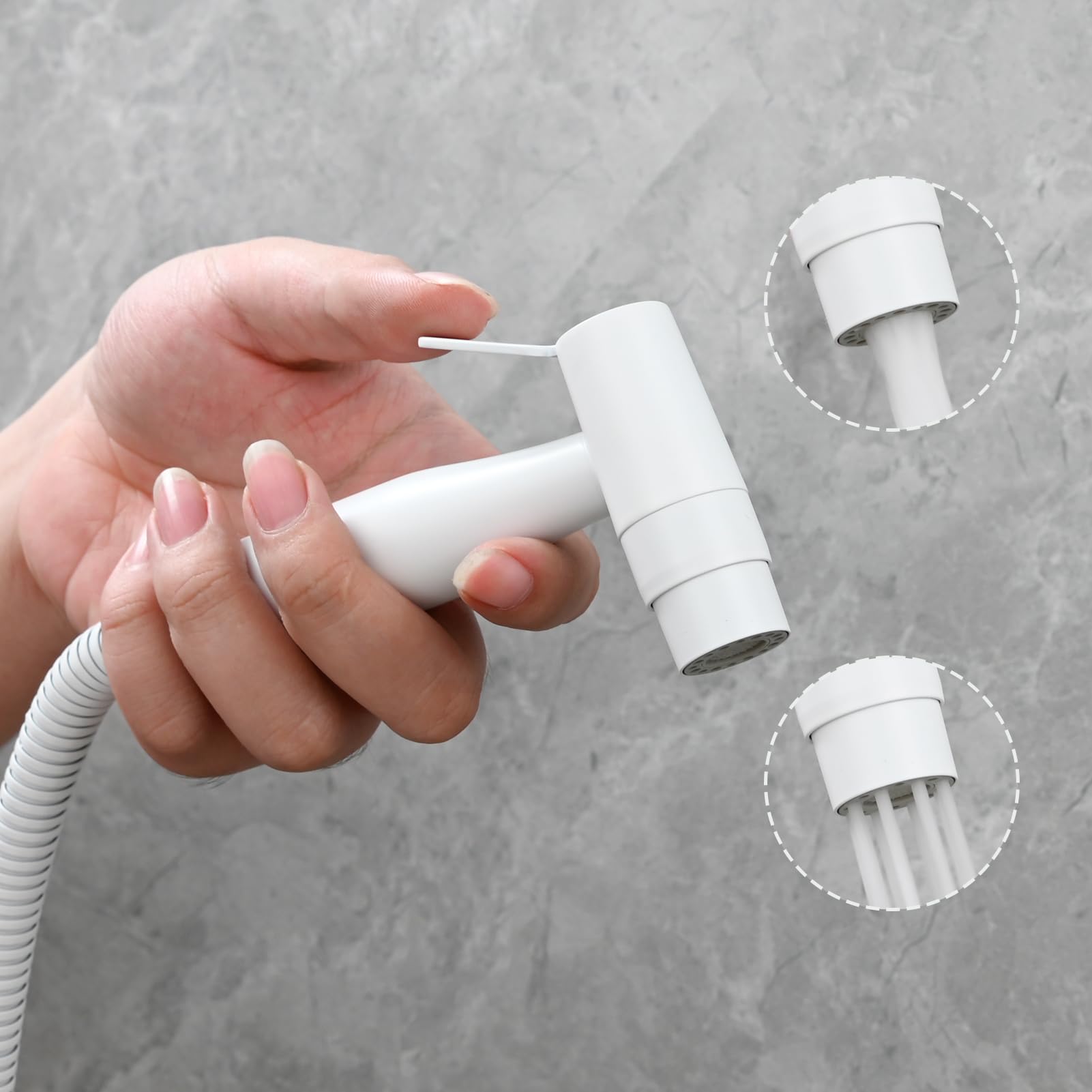Tecmolog 2 Pezzi Doccetta WC a 2 Modalità in Acciaio Inox Doccia Bidet Portatile per l'Igiene Personale, Bianco, WS024AW-2