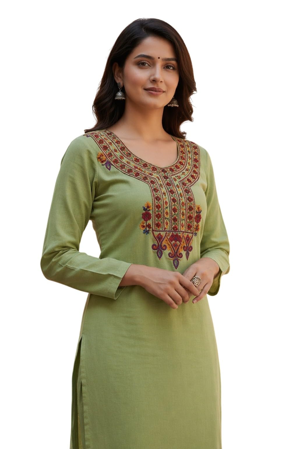 kashmir gallery Women Cotton Two Piece Suits with Hand Kashmiri Embroidery-picture-7