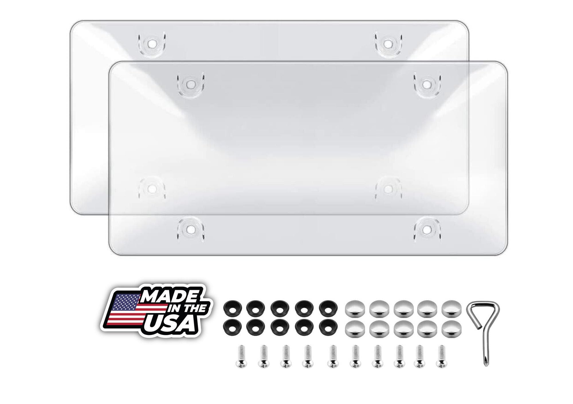 BLVD-LPF OBEY YOUR LUXURY 2 Unbreakable License Plate Bubble Covers 4 Holes Universal Fitment Choose Your Shield Color (Clear)