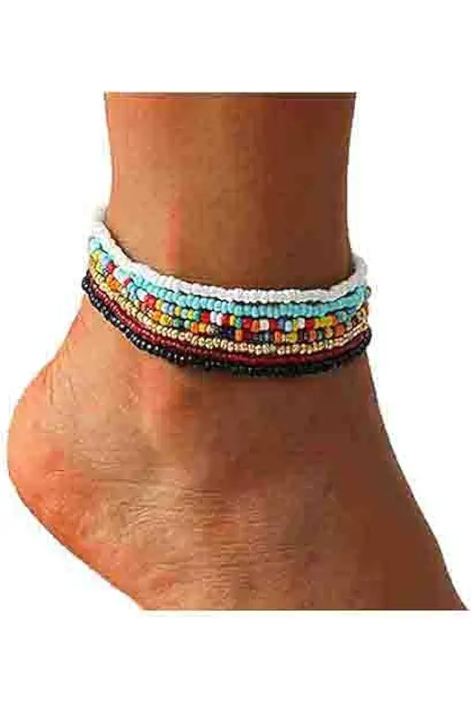 VFlowee Boho Handmade Beaded African Anklets Multicolor Women...