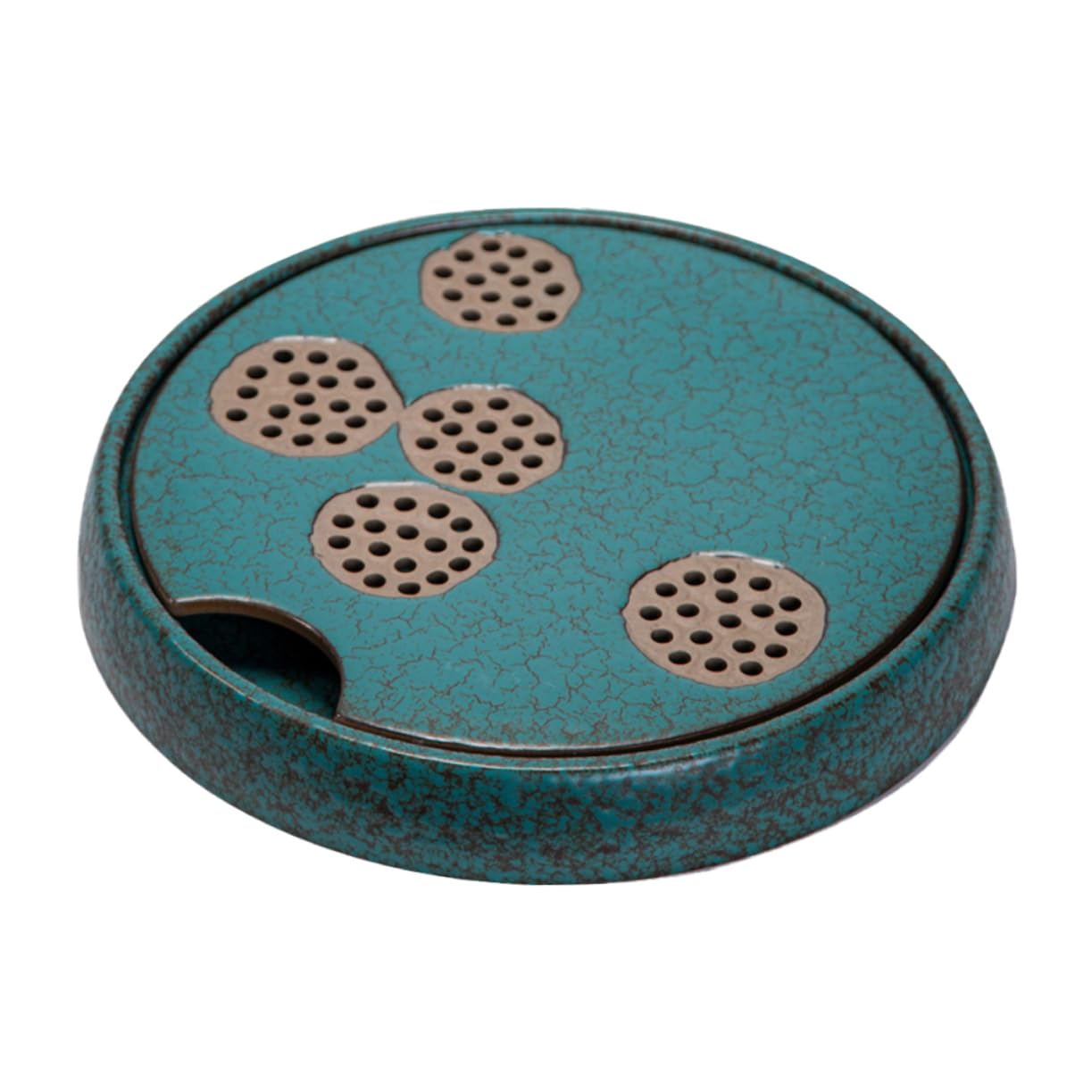 FELTECHELECTR 1pc Creative Peacock Green Ceramic Tea Tray Unique Teapot Holder Dual-purpose Storage Drainage Design for Tea Houses Home Brewing Practical Teapot Plate for Cups
