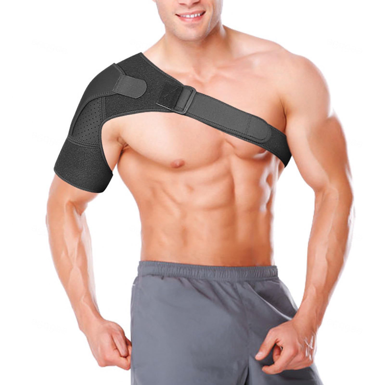 PopieL Tutore per Spalla per Uomo e Donna - Tutore di Supporto per Cuffia Dei Rotatori con Morbida Imbottitura Sotto Le Ascelle per Alleviare Il Dolore Alla Spalla e Manica Compressione,Grey