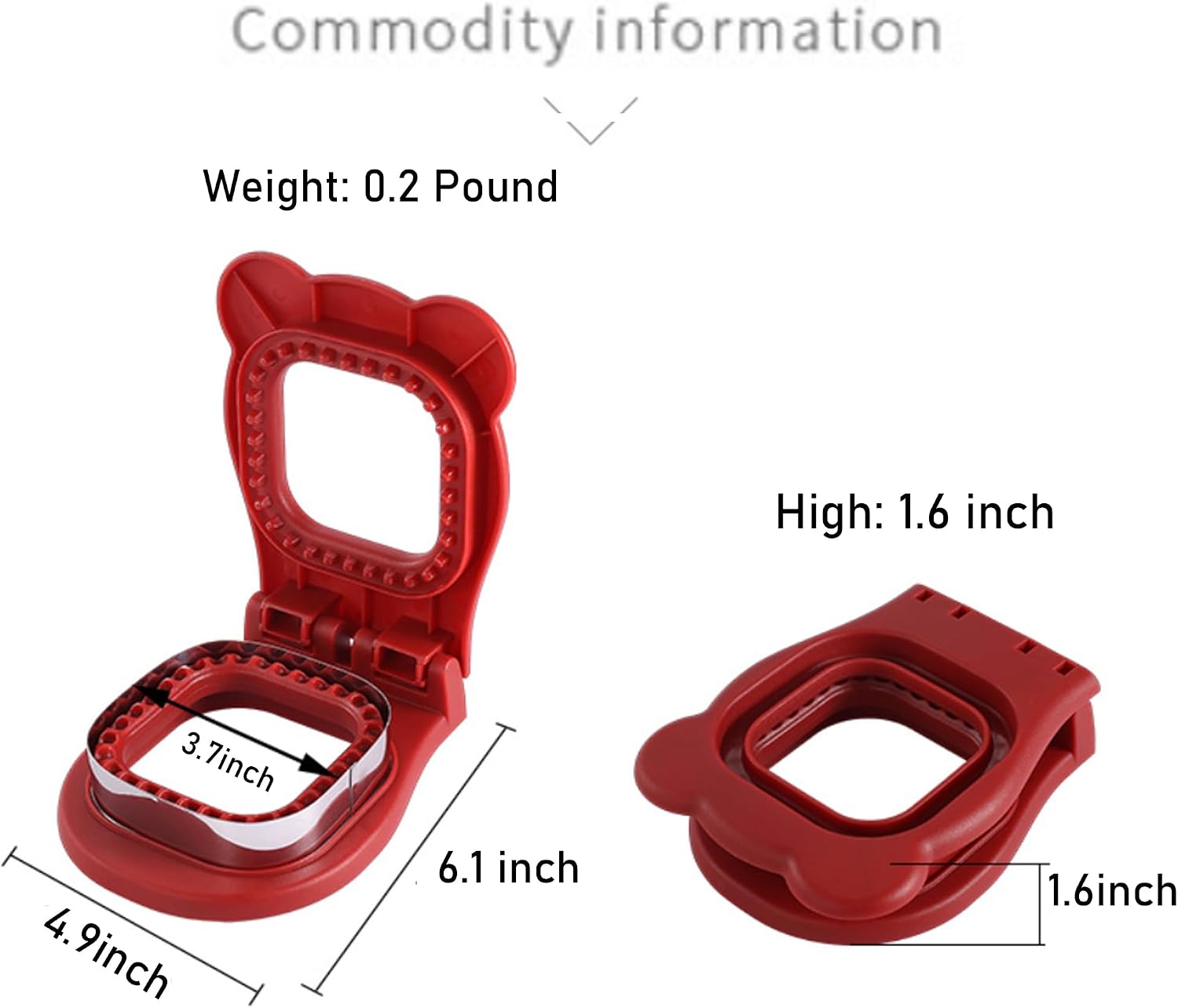 Uncrustable Sandwich Cutter and Sealer, Square Shape