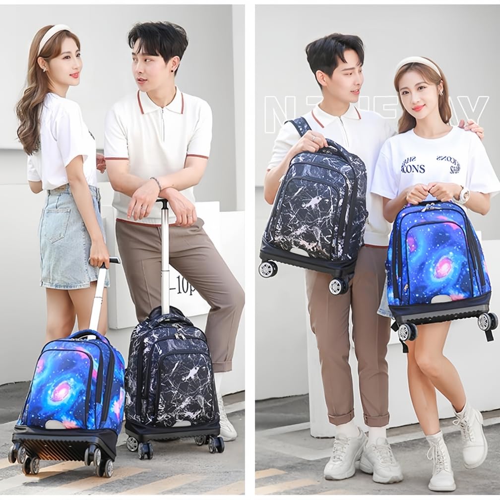 Mochilas Escolares con Ruedas Bolsas Escolares Trolley Mochilas Niños Niñas para Viajes y Escuela, Geométrico