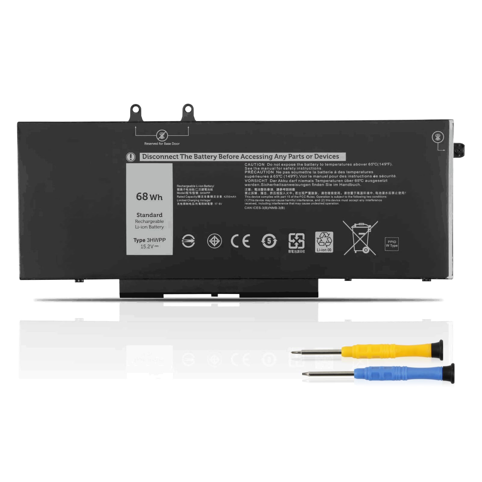 K KYUER 68Wh 3HWPP Batterie pour Dell Latitude 5401 5410 5411 5501 5510 5511 Precision 3541 3550 3551 Inspiron 17 7706 15 7500 7506 2-in-1 Black Edition 10X1J N2NLL 1VY7F 3PCVM 401D9 JG75F 451-BCMN