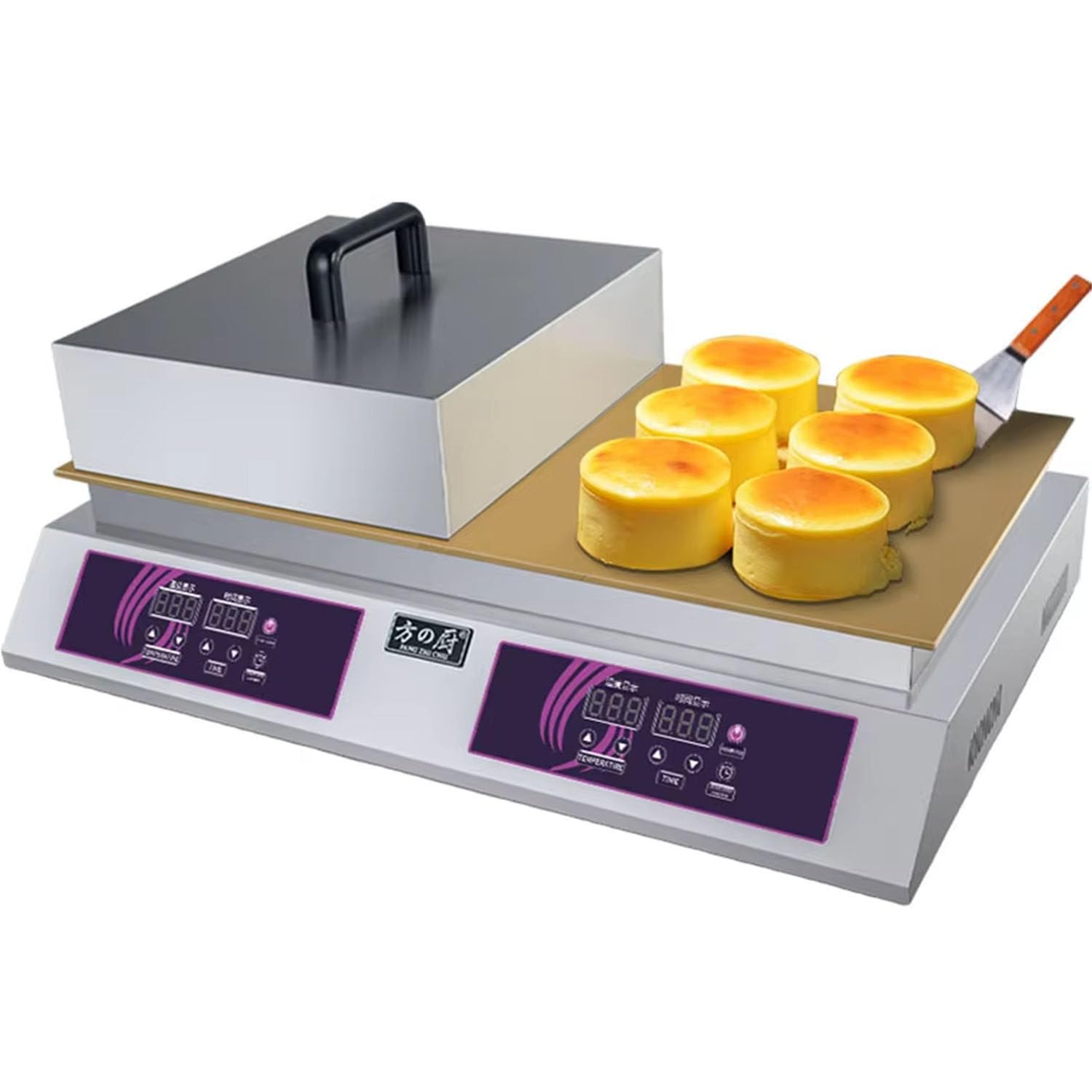 Qiang Egg Soft Japanese Egg Souffle Pancake Machine,Commercial Electric Nonstick Griddle Baker,Temp Control,Multipurpose Baking Equipment for Restaurant Snack Bar Household Doublehead