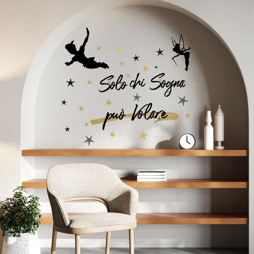 Adesivo Murale Wall Stickers Frase Citazione Adesivi Murali Decorazione interni Frase Solo chi sogna può volare Wall Sticker Adesivo da Muro 100 x 56 CM - Stickerdesign
