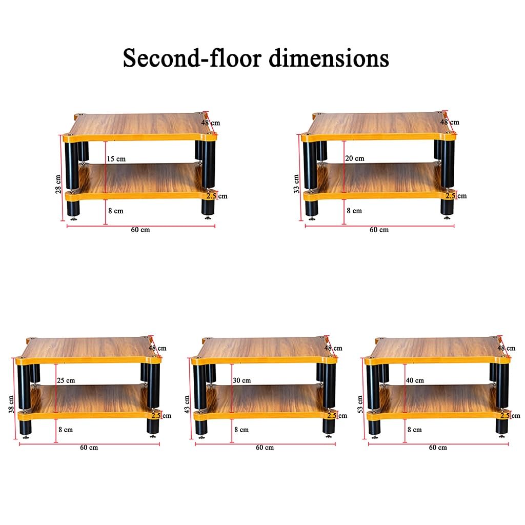 Supporto AV a 2/3/4 ripiani, in legno massello, per amplificatori, console di gioco, lettori DVD, casa e ufficio, 60 x 33 x 48 cm, soluzione di archiviazione robusta ed elegante