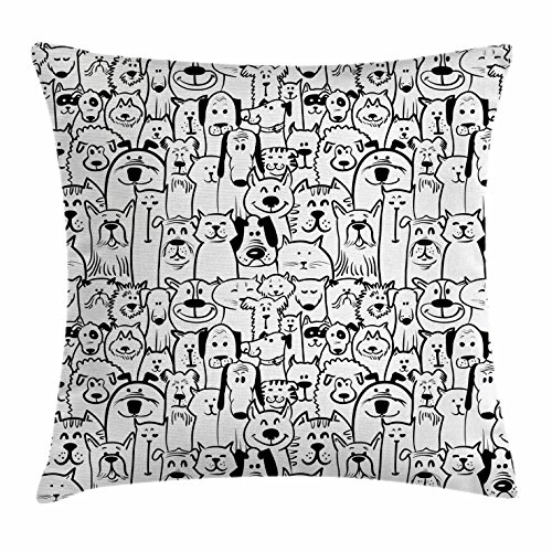 Ambesonne Housses de coussin Multicolore 16" X 16" noir/blanc Cover