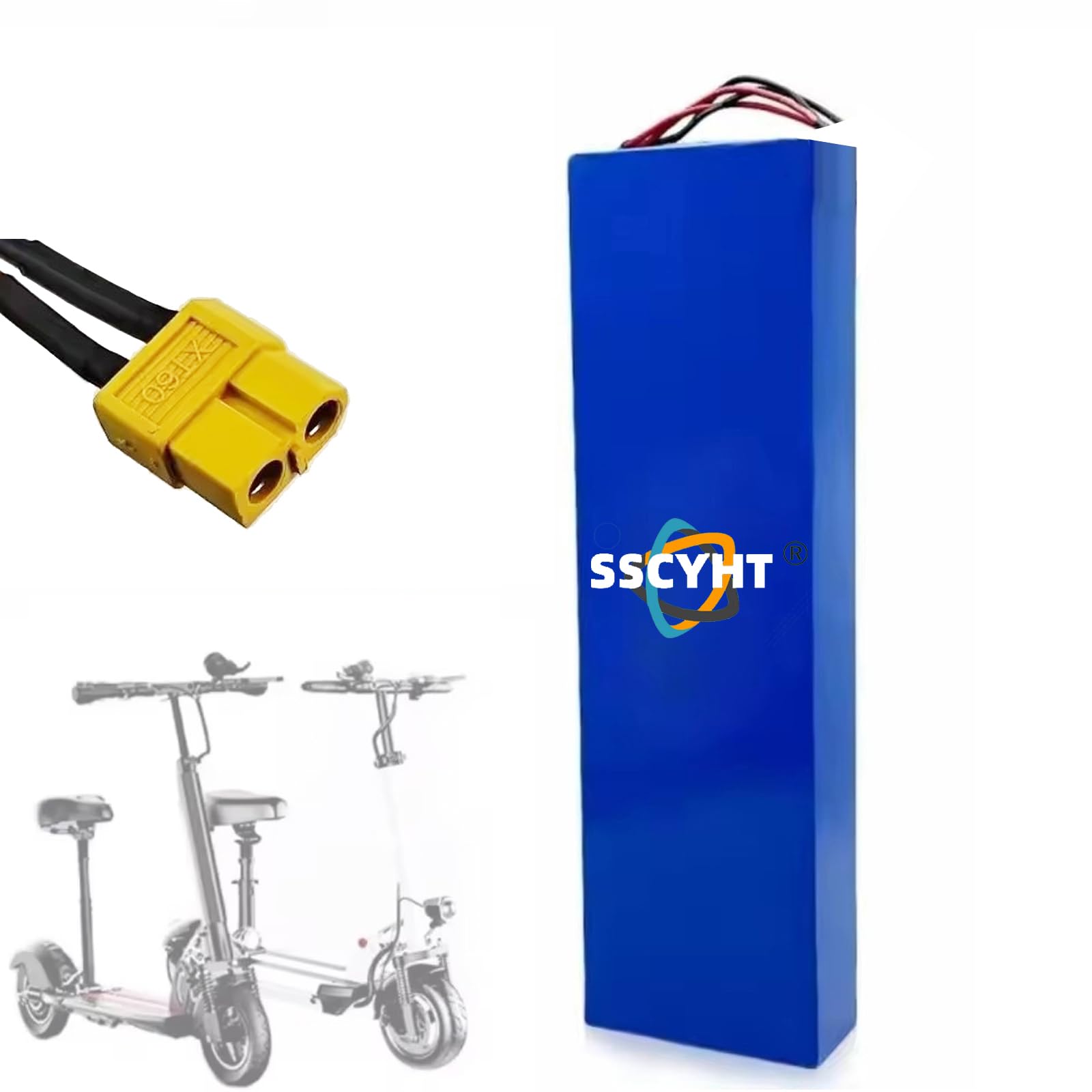 Batteria per Monopattino 48V 13Ah Pacco Batteria al Litio da 48 Volt, Accessorio di Ricambio per Monopattino Elettrico M4, Completo di connettore e Rivestimento in PVC.