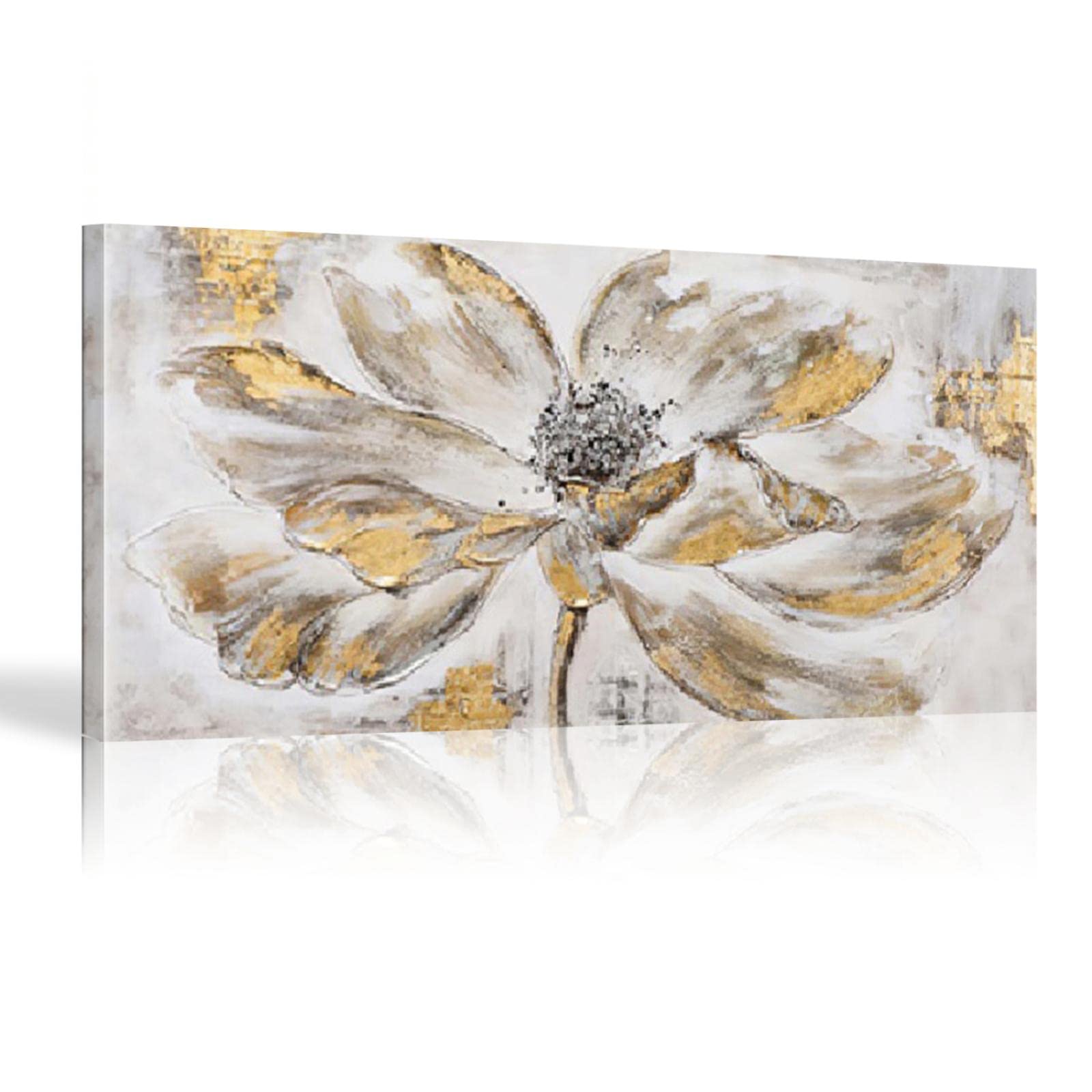 清水刀根 風景画 ゴールドフレーム Amazon.com: HNKDKJ Abstract Golden Floweres Canvas Painting