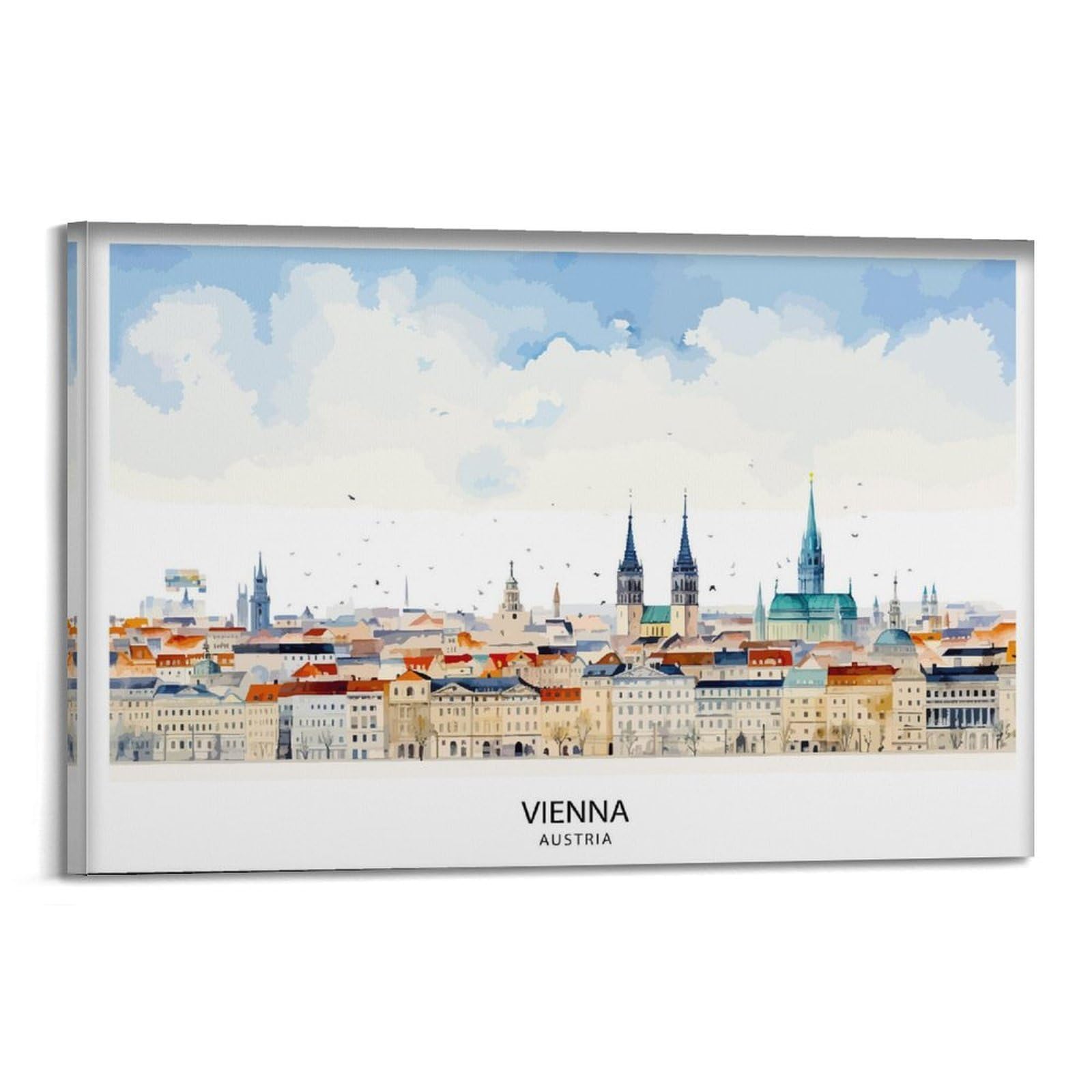 Vienna Skyline Austria Imperial Cityscape Danube River Austrian Capital Historic Architecture Canvas Poster Wall Art Prints Room Aesthetic Murals Bedroom And Living Decorations 20x30inch(50x75cm)