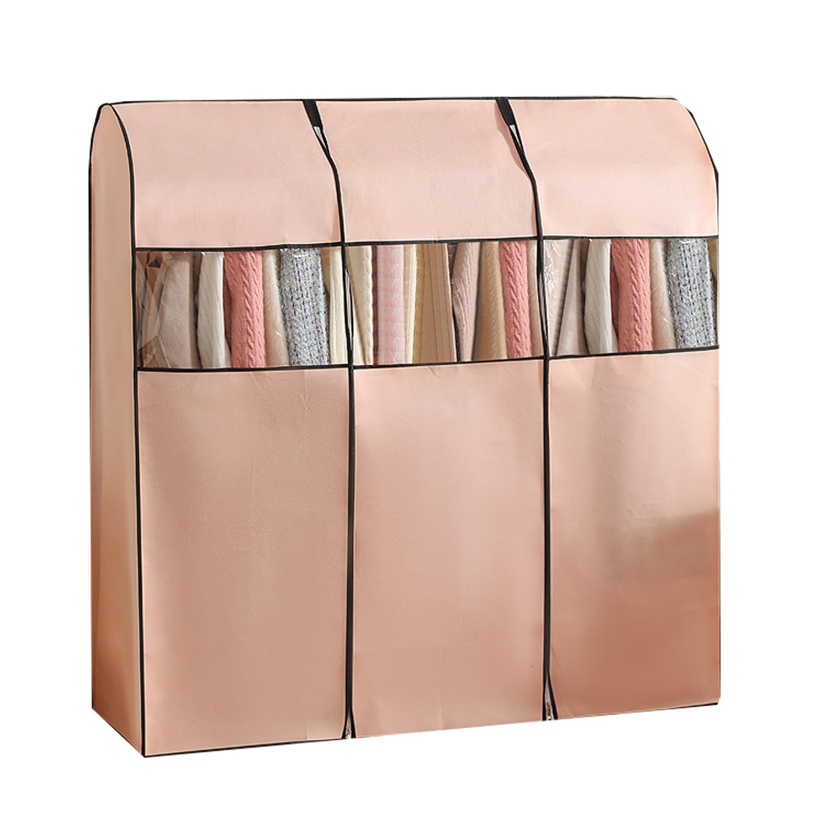 WANGRUIERHA Garment Rack Cover, Hanging Garment Bags for Closet Storage, Clothes Covers Protecting Dusts, Visible Window, Save Space(Pink,120x50x150cm/47x20x59in)