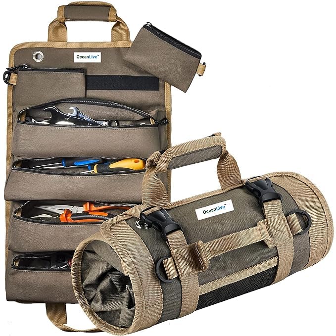 OceanLive® 1680D Heavy Duty Roll-Up Tool Bag Water-Resistant Tool Kit Bag with Detachable Zipper Pouches Multi-Purpose Electrician Tool Bag Organizer Portable Small Tool Bag for Technician & Mechanic (B0C38YK8QH) Amazon Price History, Amazon Price Tracker