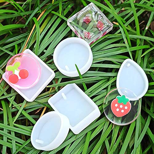 Image of R H LIFESTYLE 5 Shapes Silicone Resin Pendant Jewellery Molds with Hanging Hole Resin Art Mould (5 pcs Pendant Mould)