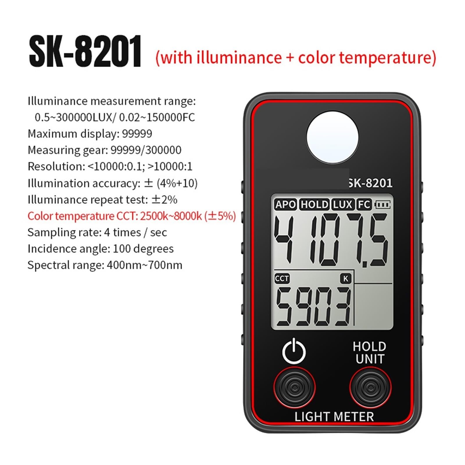 Espectrofotómetro, Probador De Temperatura Color Medidor Iluminancia 0,5-300000LUX Prueba Iluminación LED Dispositivo Medición Luminancia Fotográfica