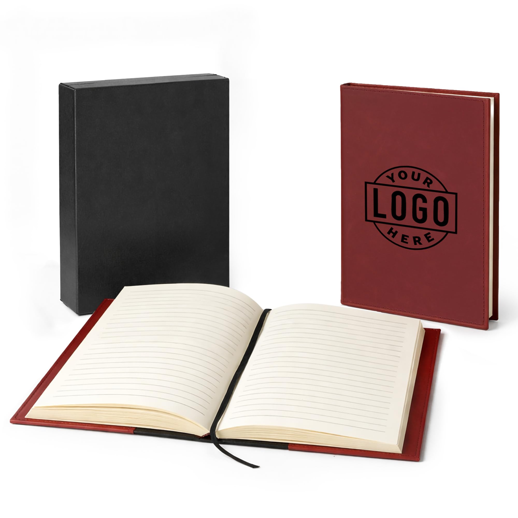 Cuaderno de diario con logotipo personalizado, cuaderno de cuero vegano personalizado con logotipo o nombre de empresa grabado, diario forrado recargable, cuaderno de regalo corporativo para empleados