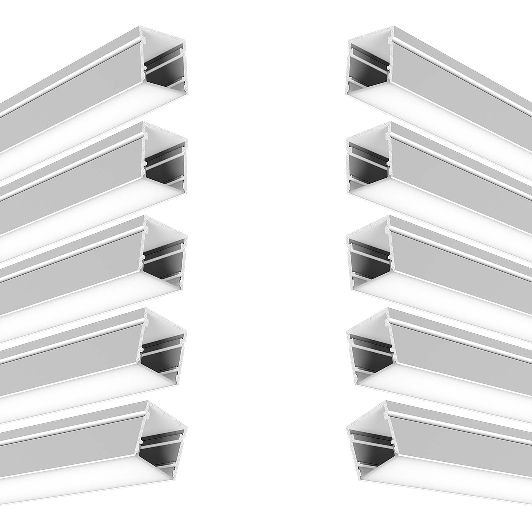 G.W.S® Surface Mounted LED Profile, 10-Pack Aluminium Channel for LED Strip Light, 1 Metre 20mmx20mm (168-M2020) — image 1