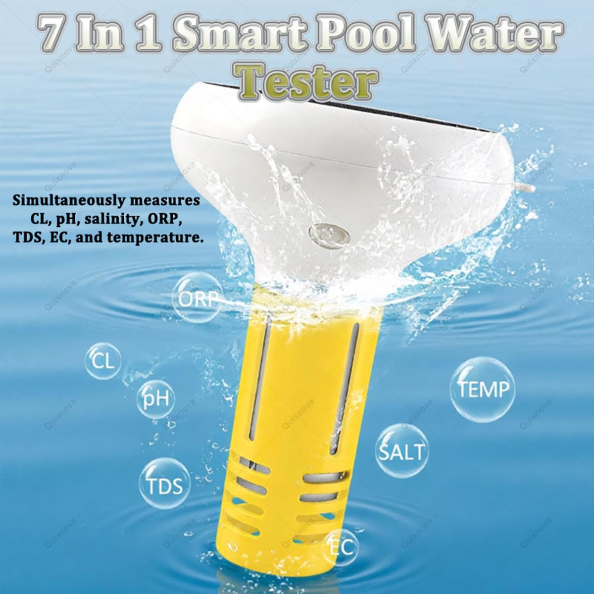 Medidor flotante de calidad del agua 7 en 1 con control por aplicación