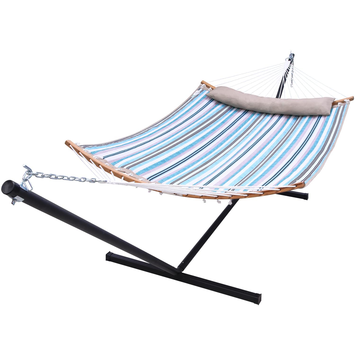 Double Hammock with Stand Included Ohuhu 55x75 Inch 2 Person Hammock
