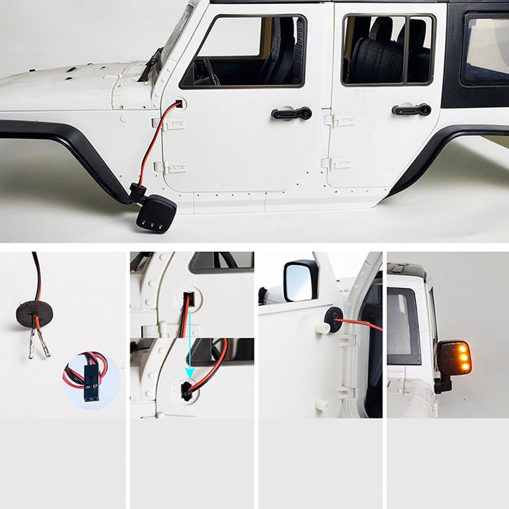 RC Auto RüCkspiegel Heck Ansicht mit LED Leuchten für 1/10 SCX10 II III RC Crawler Auto Simulierte Dekoration Teile