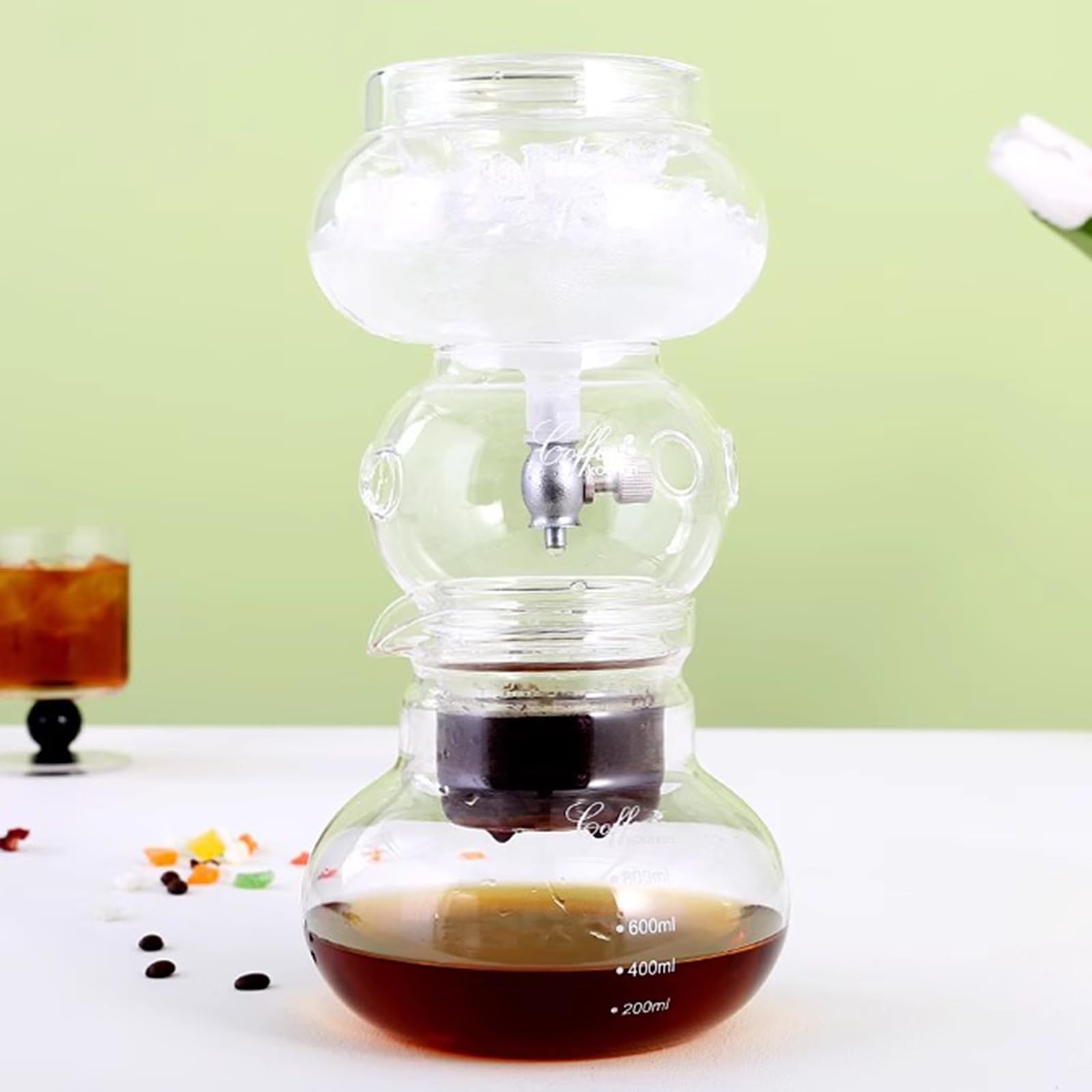 Ekspres do kawy Cold Brew, szklany garnek z kroplownikiem ze stali nierdzewnej, 800 ml sprawia, że 4-6 filiżanek do domowego biura