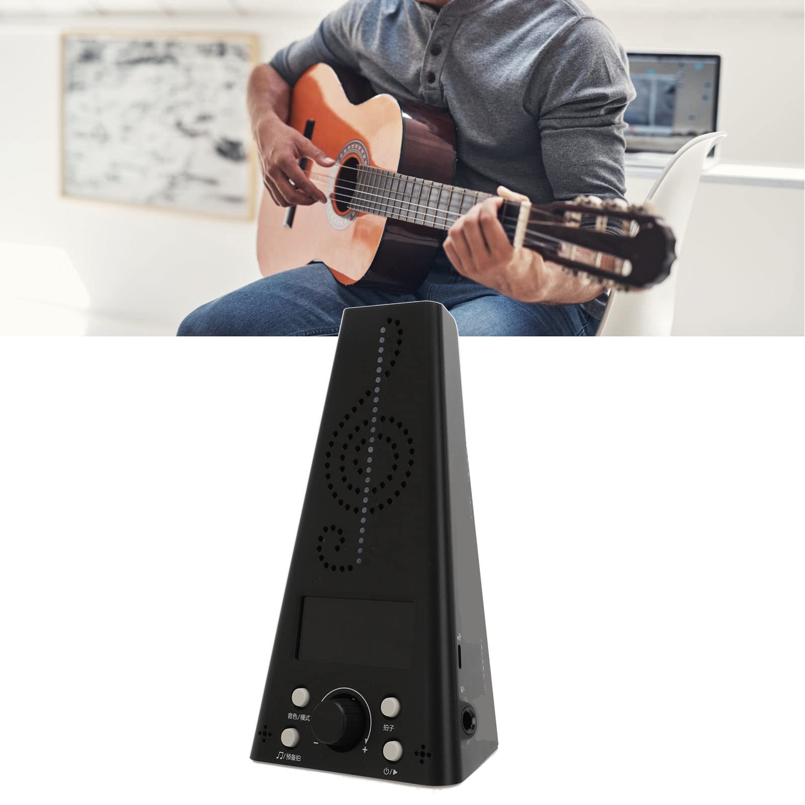 Afinador de Metrónomo, Generador de Tonos, Afinador de Volumen Ajustable 3 en 1, Metrónomo Digital Recargable con Altavoz Integrado, Metrónomo Digital, Metrónomo de Ejecución, Afinador de Trompeta, Me
