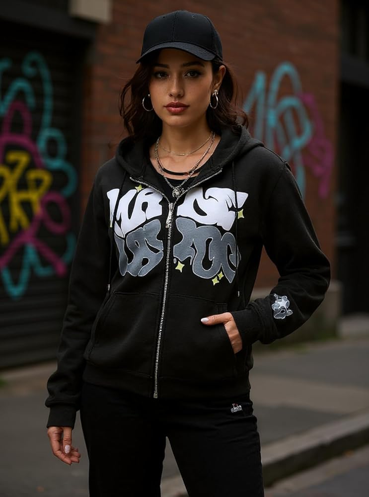 Amazon.com: GASHIK Y2K Hoodies for Girls Long Sleeve Zip Up