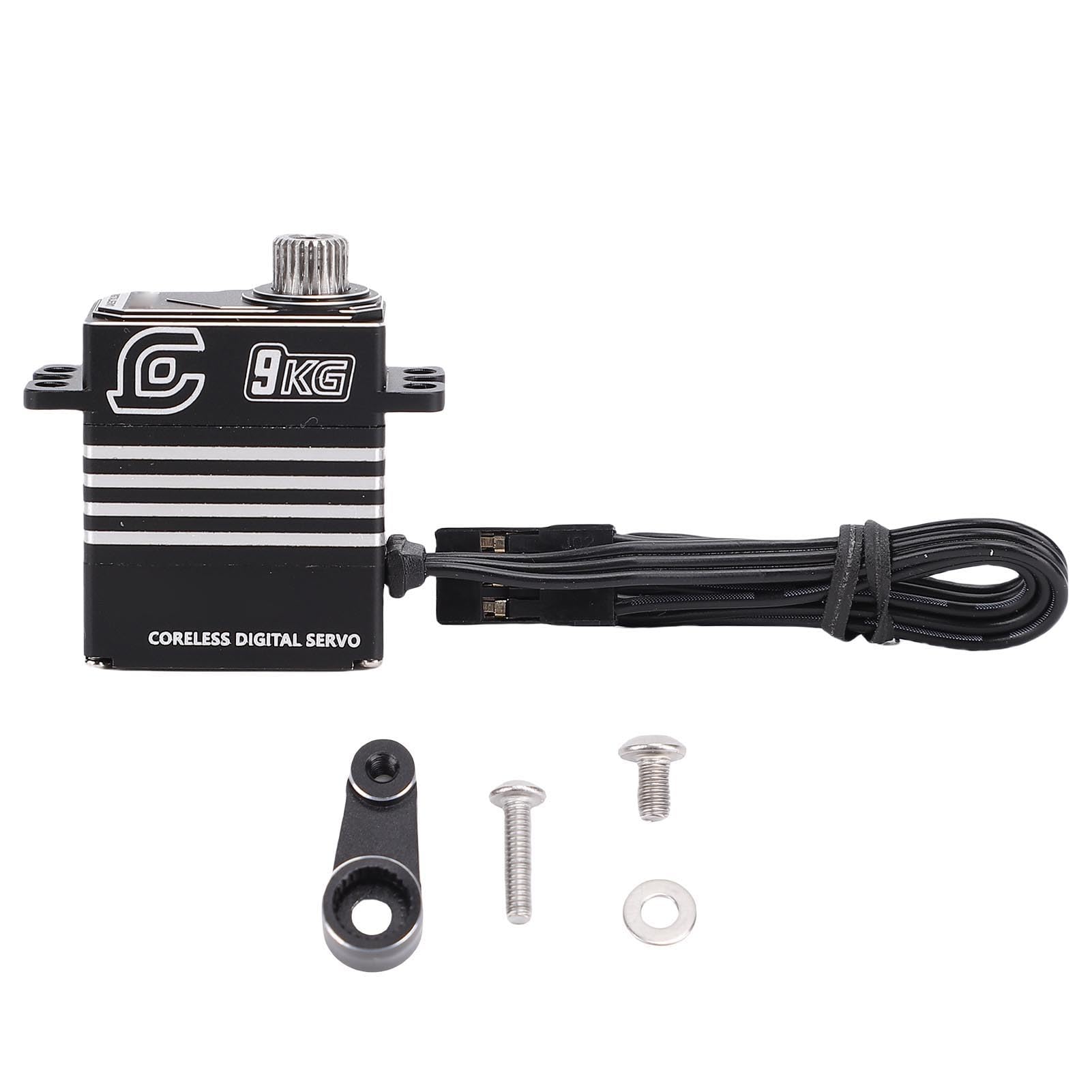 RiToEasysports Servo RC, Servo Digitale a Basso Rumore 9 Kg con Braccio per Cingolato SCX10 III 1/18 (BLACK)