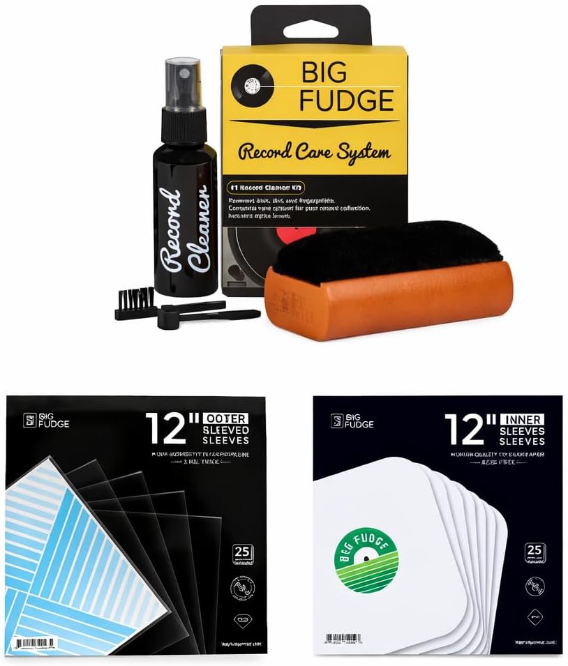 Big Fudge Professional Series Starter Kit: Includes Velvet Vinyl Cleaner Brush, Cleaning Fluid, Stylus Gel, Brush for Velvet and 25x Outer Sleeves, 25x White Inner Sleeves