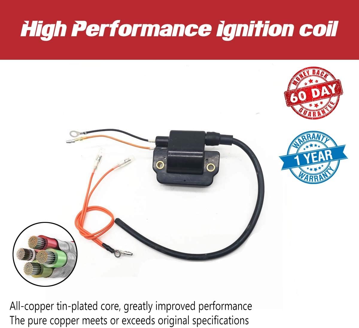 Ignition Coil For Yamaha 115HP 130HP 150HP 175HP 200HP V6 Outboard (1984-96) Parts 18-5110 6E5-85570-10-00 6E5-85570-11-00