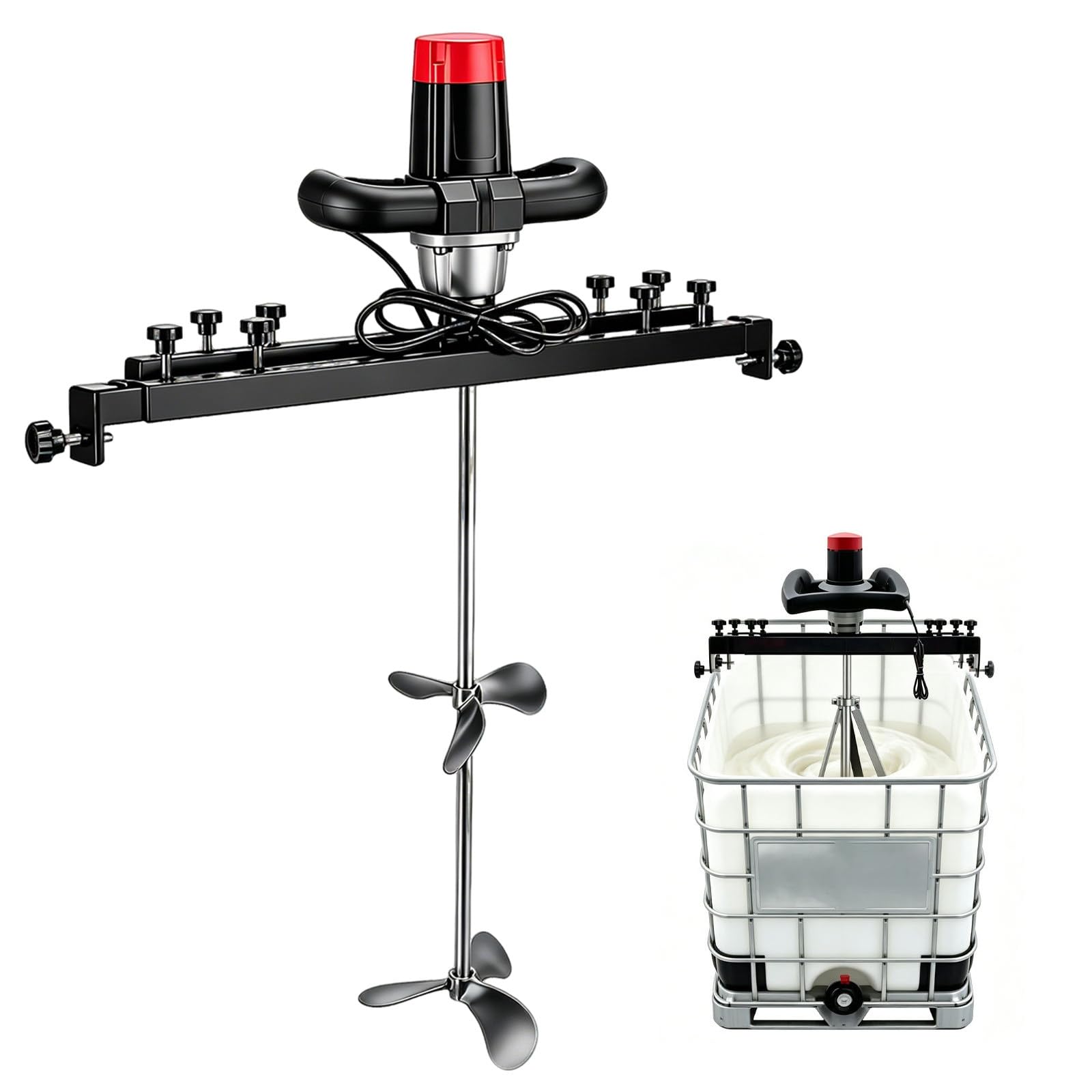 TBANVOO 3000W IBC Paint Agitator with Support Hanger, Speed Control 0-800 RPM, Folding Propeller for Tank Mixing, Ink Dissolver, Adjustable Stand Leaf