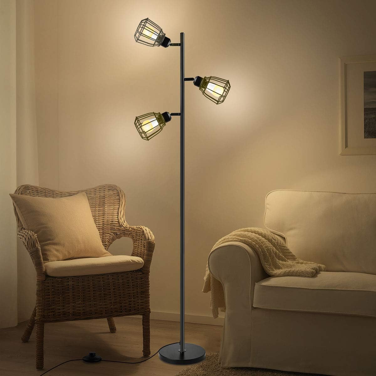 Buу 1 gеt 1 Joly Joy Arc Floor Lamps, Super Bright LED Torchiere Metal 3-Light Tree Floor Lamp, 18W LED Floor Light with Remote Control，Standing Lamp with Stepless Dimmer for Living Room, Office and Bedroom