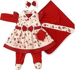 Saída Maternidade Pompom Floral para Recém-Nascido Menina – Kit Completo 5 Peças em Malha 100% Algodão – Conjunto Enxoval Luxo para Primeira Saída Fotos e Visitas