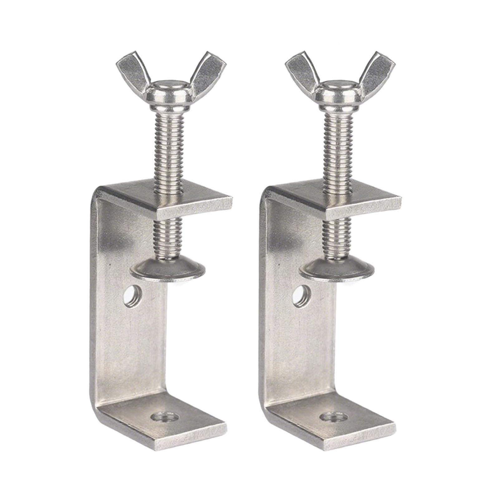 2 Pack Small C Clamps, 304 Stainless Steel C Clamps Adjustable Wide Jaw Opening Desk Clip Corrosion Resistant for Woodworking Welding Building Household Mounting (75mm/2.96in)