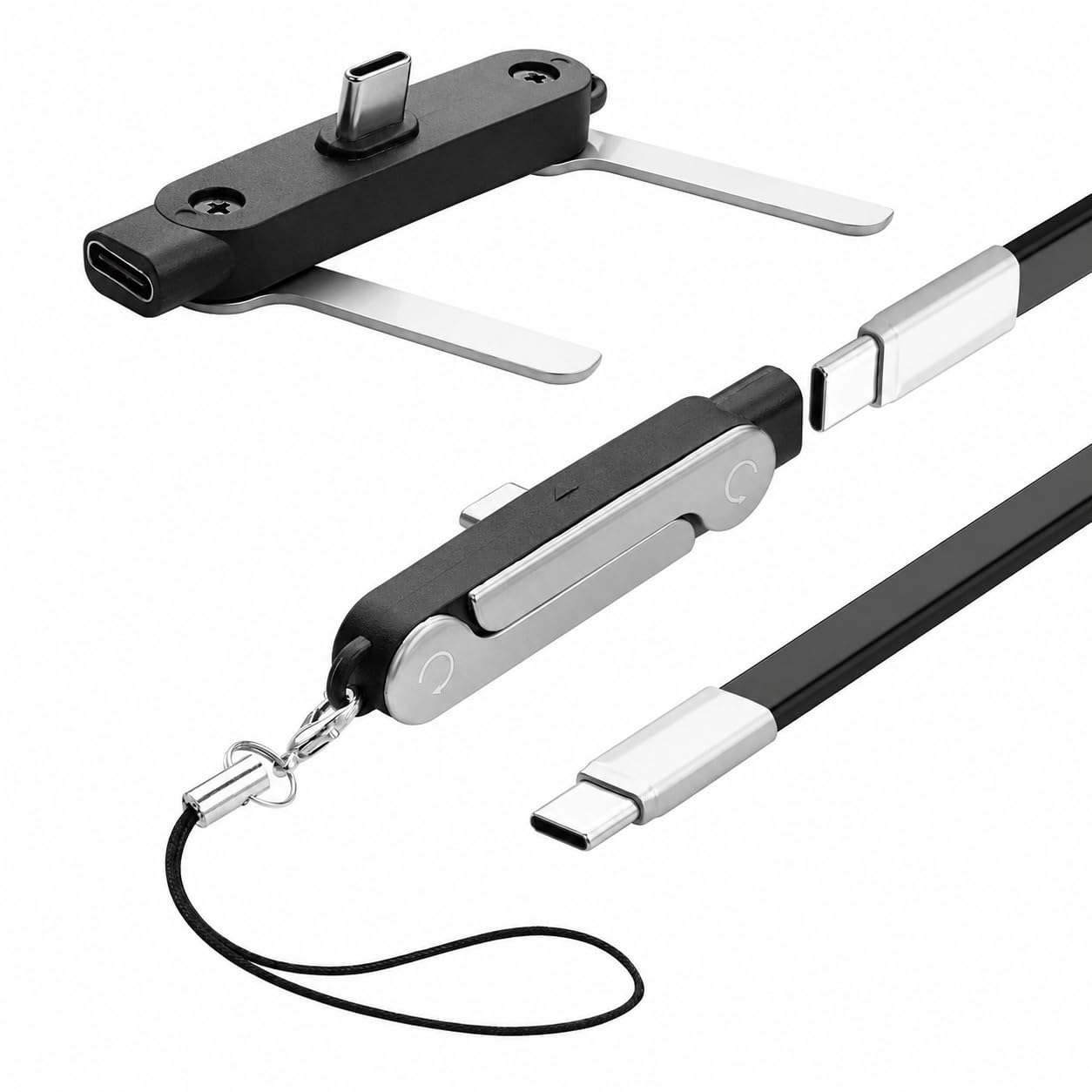240W Type C to Type C Fast Charging Cable with Foldable Phone Stand, 150CM Black USB C Data Cable for Mobile, Tablet, Laptop, Gaming, Desk & Travel-image-40