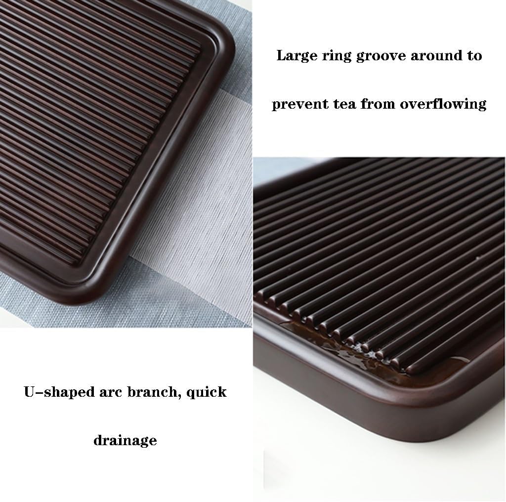Plateau de service à thé Gongfu en bois massif avec réservoir et drainage, parfait pour les salons de thé et le bureau à domicile – Design élégant pour les amateurs de thé