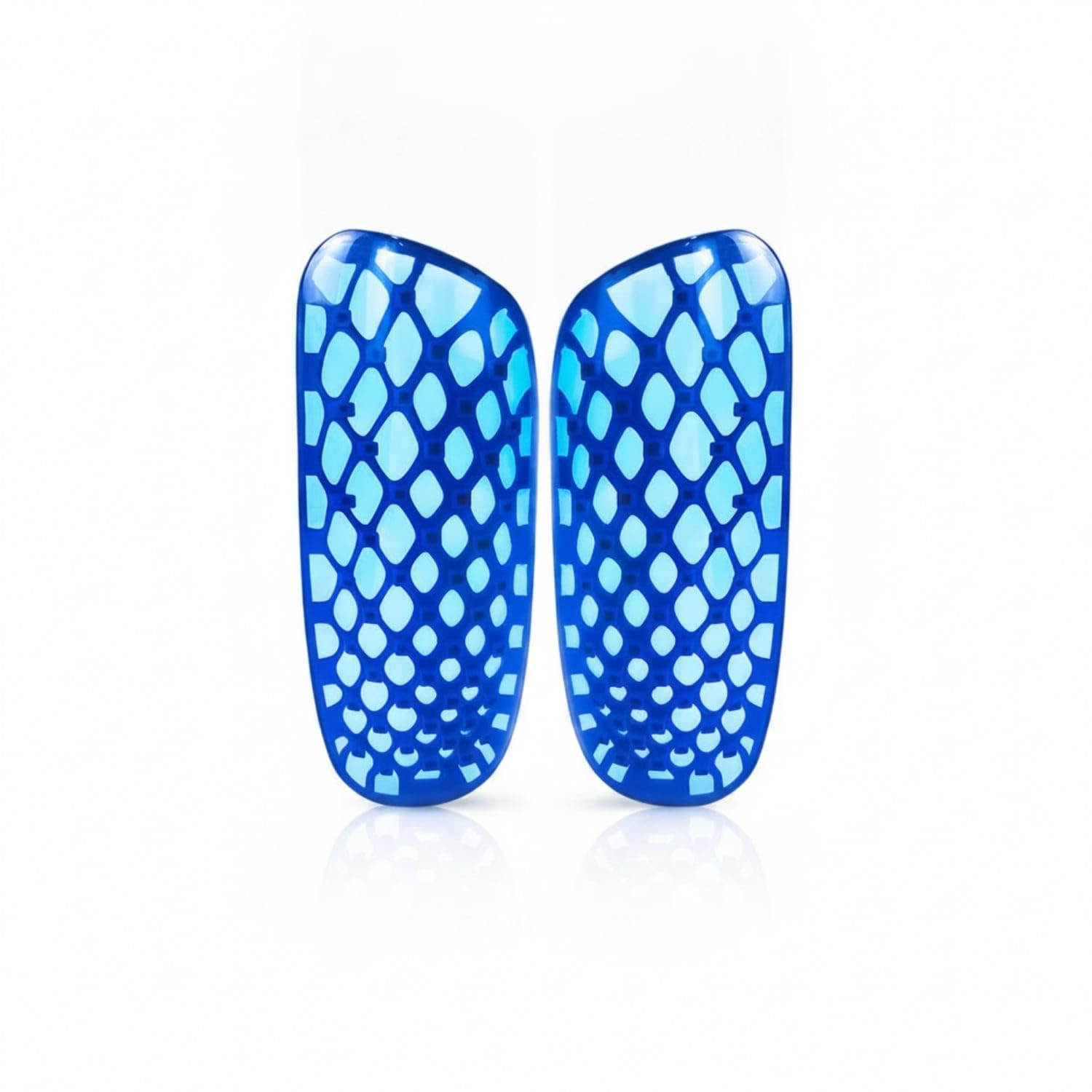 Honeycomb Grid Soccer Shin Guards Curved Shape Hard Shell Shin Guards, Blue-image-0