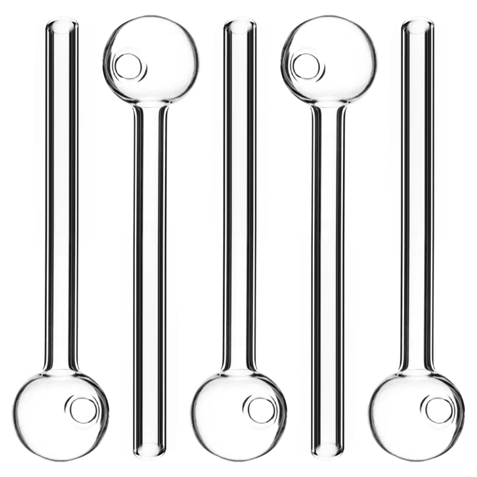 Quemador de aceite de vidrio, 5 tubos de vidrio de borosilicato, pajitas en forma de bola, portátil, resistente al calor, diseño grueso portátil