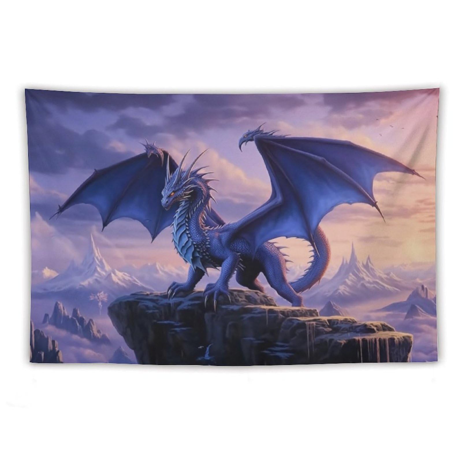 ANMOGID Tapestry Wall Hanging Aesthetic Decoration For Bedroom Living Room Wall Art Tapestries Purple Dragon Medieval Fantasy Animals 90"x59"