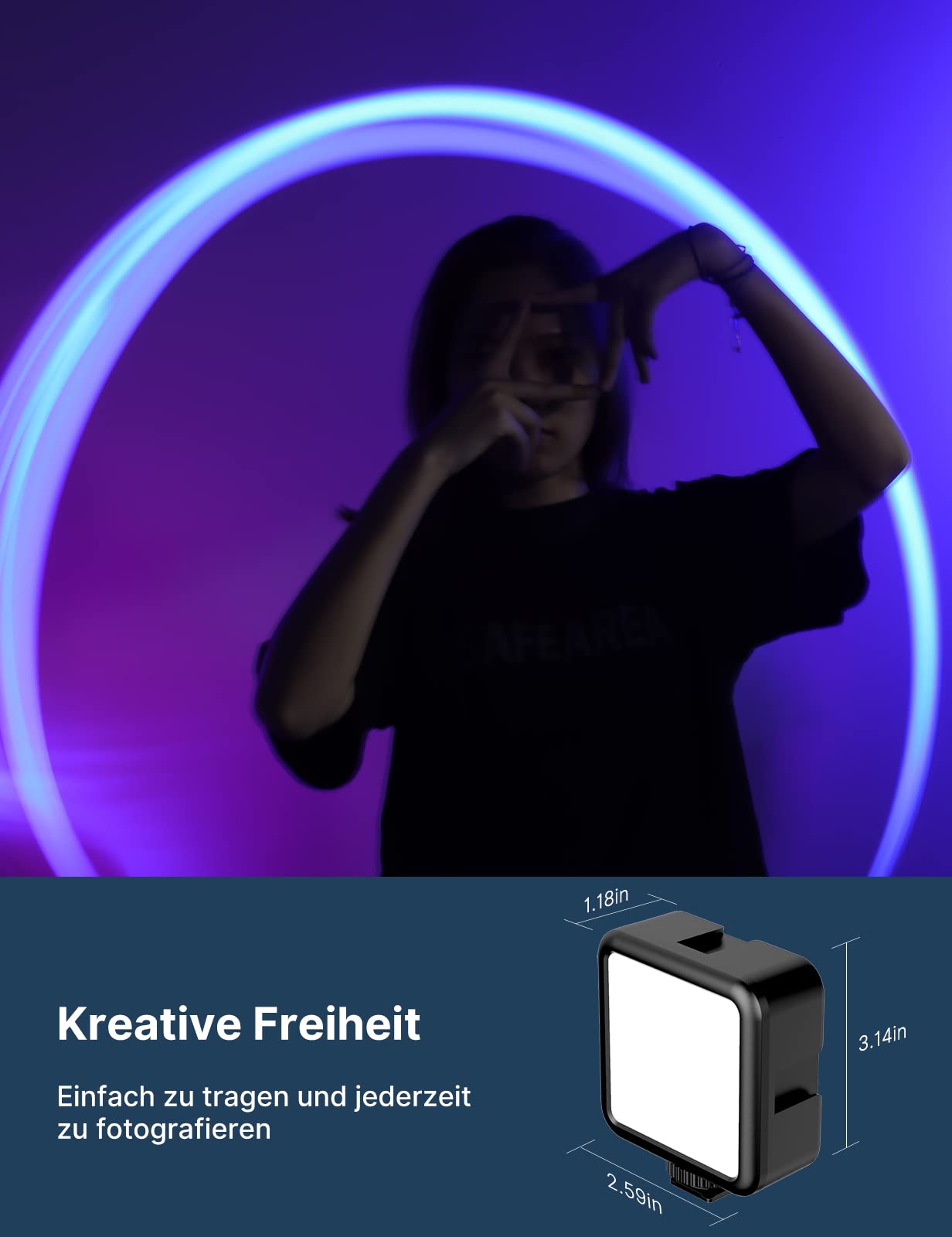 Video Licht RGB, ULANZI VL49 LED Videoleuchte mit 2000 mAh Akku, Kamera Licht Klein Dimmbare 2500K-9500K, Zurück Magneten, Foto Licht Kompakte für Makro Aufnahmen, Produktfotografie und YouTube Vlogs