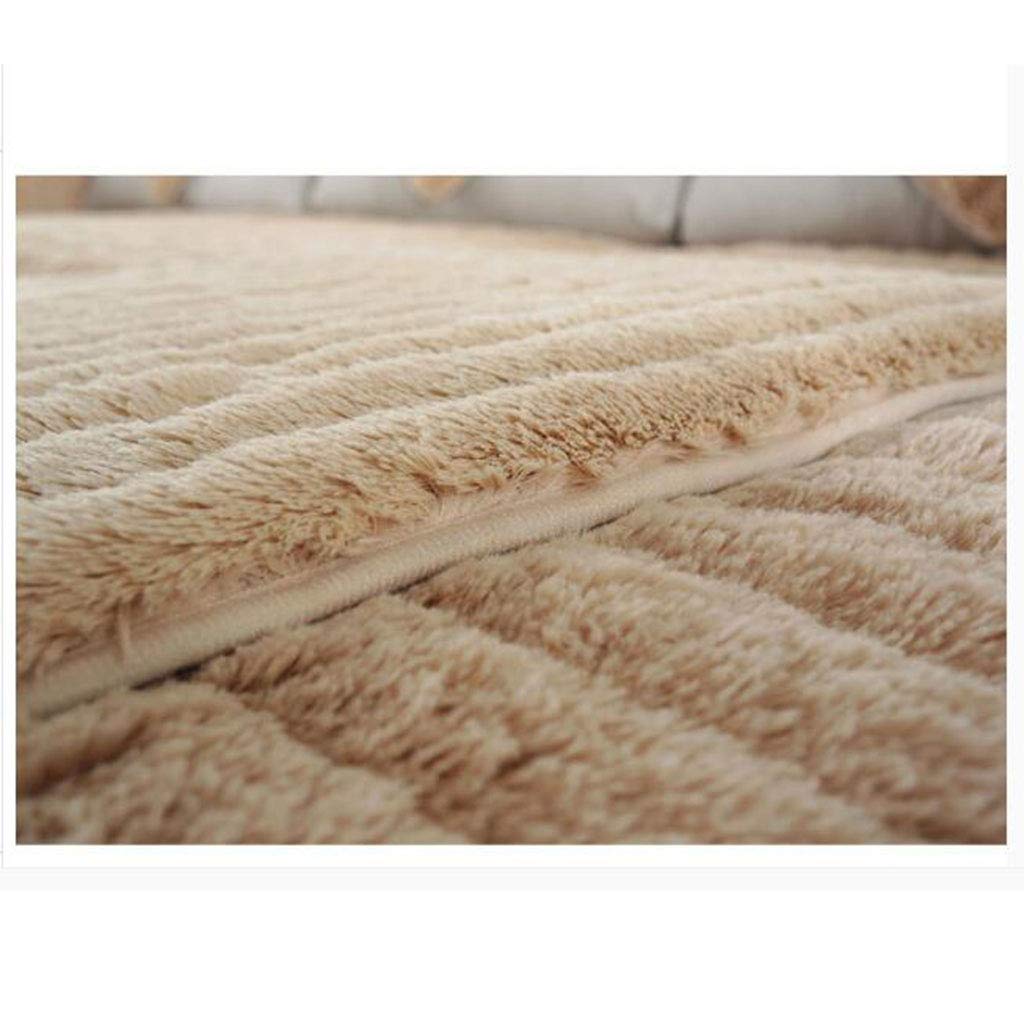 HC&WT Pluszowa gruba sofa do salonu, 1 sztuka, nowoczesny pokrowiec, jednokolorowy, w paski, na sofę, ręcznik na podłokietnik, antypoślizgowy, nadaje się do prania w pralce, ochrona sofy (khaki, 110 x