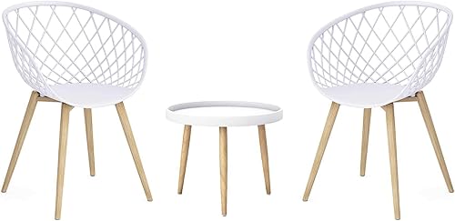 Miniatura 2 de Jamesdar Kurv - Juego de charla al aire libre en blanco con patas naturales