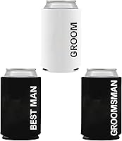 Vista 3 de LADY & HOME - Juego de 7 enfriadores de latas para novios y padrinos de boda, propuesta de padrinos de boda, regalos para despedida de soltero