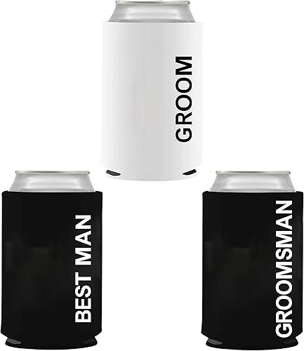 Vista 3 de LADY & HOME - Juego de 7 enfriadores de latas para novios y padrinos de boda, propuesta de padrinos de boda, regalos para despedida de soltero