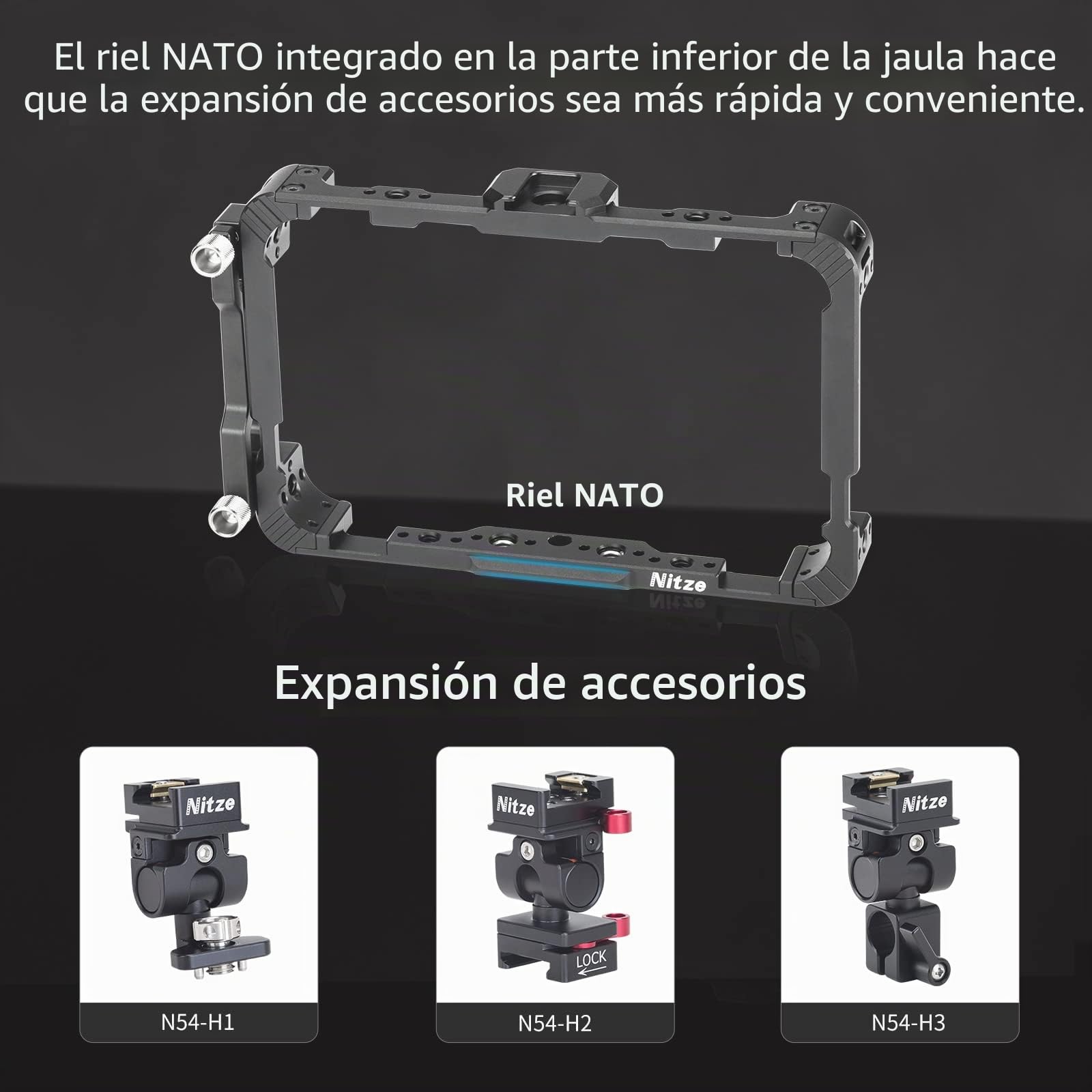 Nitze Kit de Jaula para Atomos Ninja V/Ninja V+/Ninja/Ninja Ultra/Zato Connect/Shinobi, Cage con Abrazadera de Cable HDMI y Parasol - JT-A02B