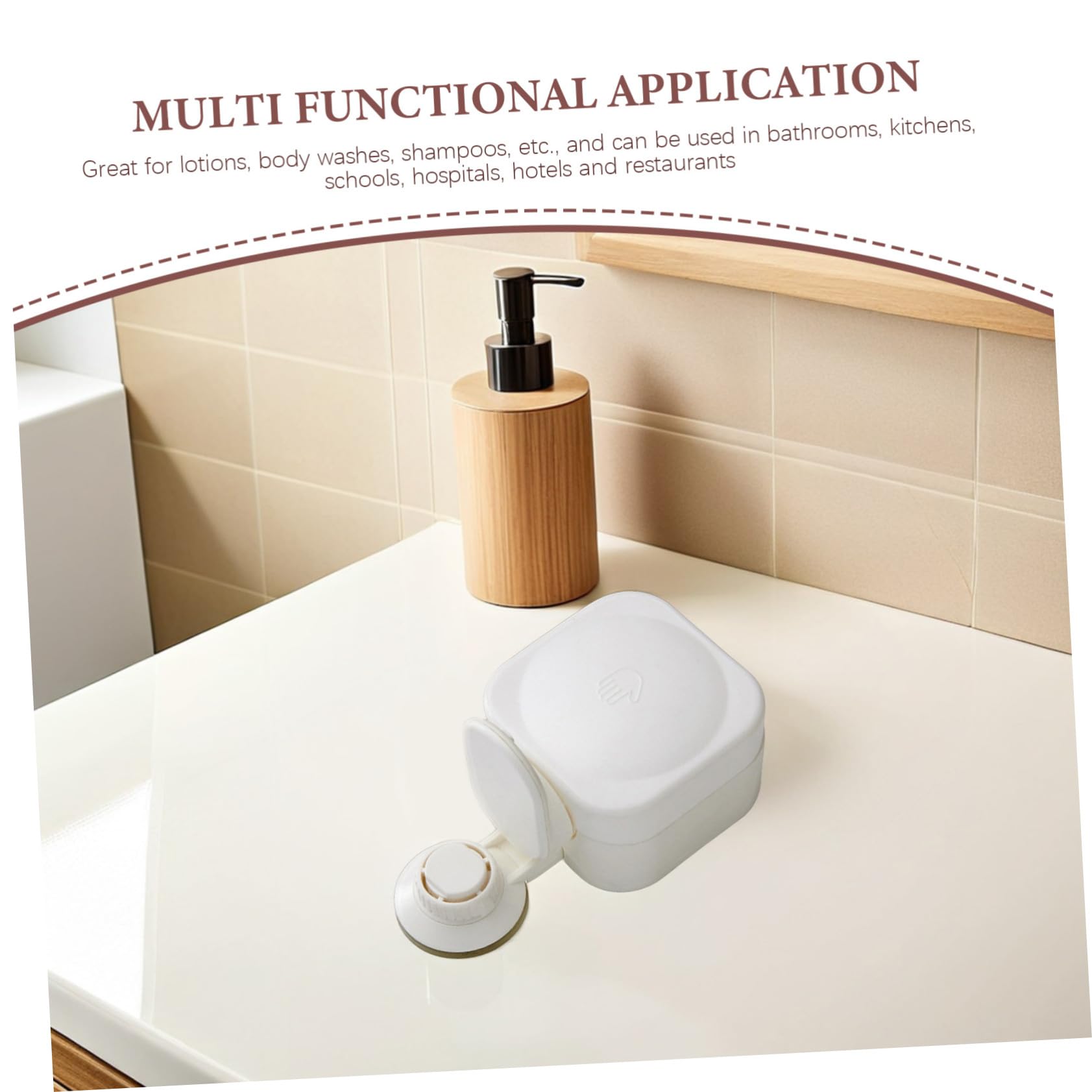 VICASKY Dispenser Sapone da Parete per Bagno Ventosa, Erogatore Sapone Liquido Manuale in Abs Bianco, Design Moderno, Anti-perdita e Non Si Intasa, per Doccia e Shampoo